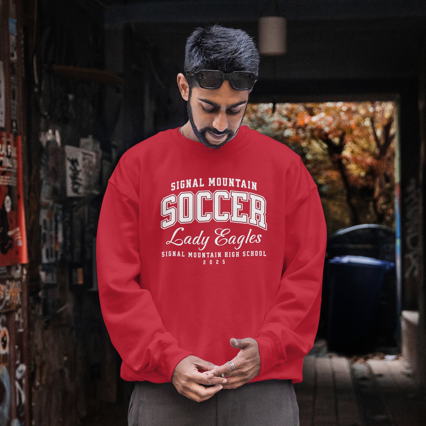 Crewneck Sweatshirt | Lady Eagles | SMHS Soccer | Item #129934 | Offered in Red, Black & White
