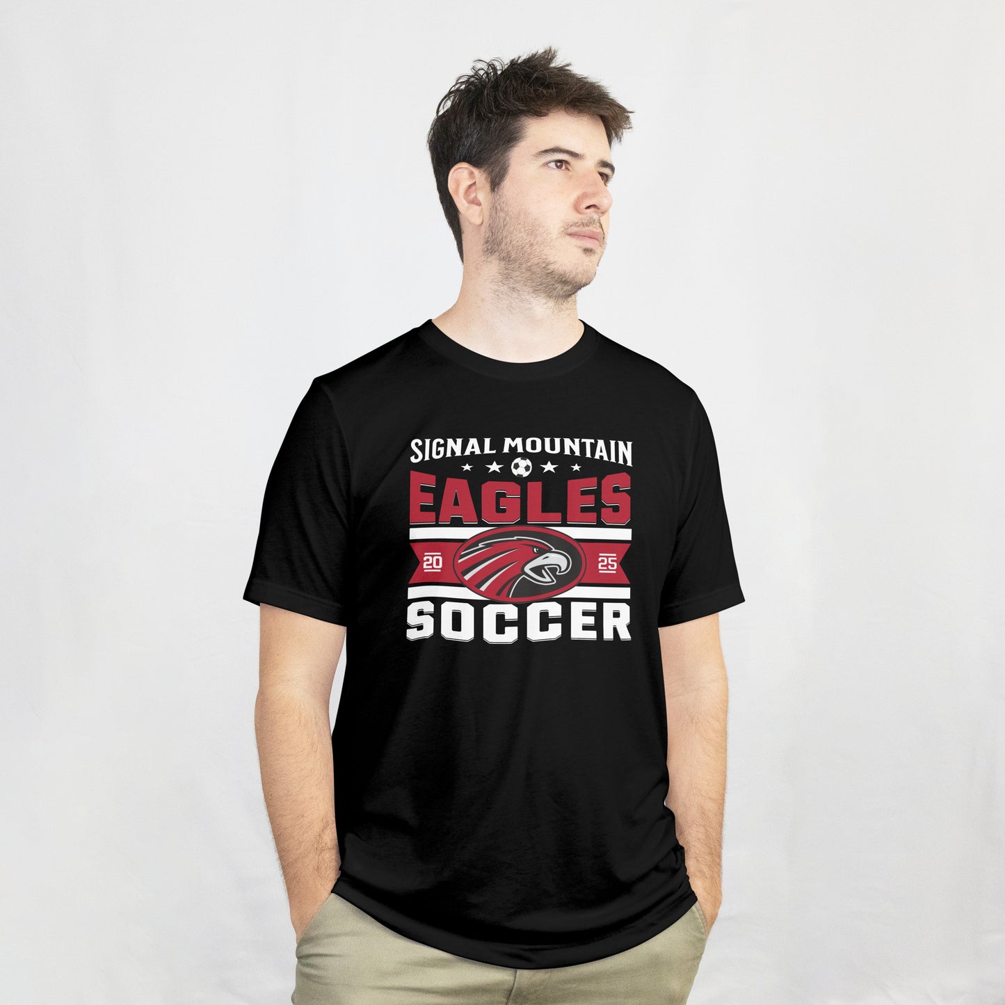 Fan-Tee Shirt | Eagle Banner | Item #129874 | Offered in Red, Black & White