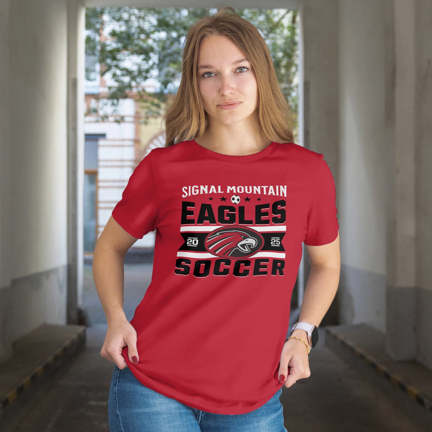 Fan-Tee Shirt | Eagle Banner | Item #129874 | Offered in Red, Black & White