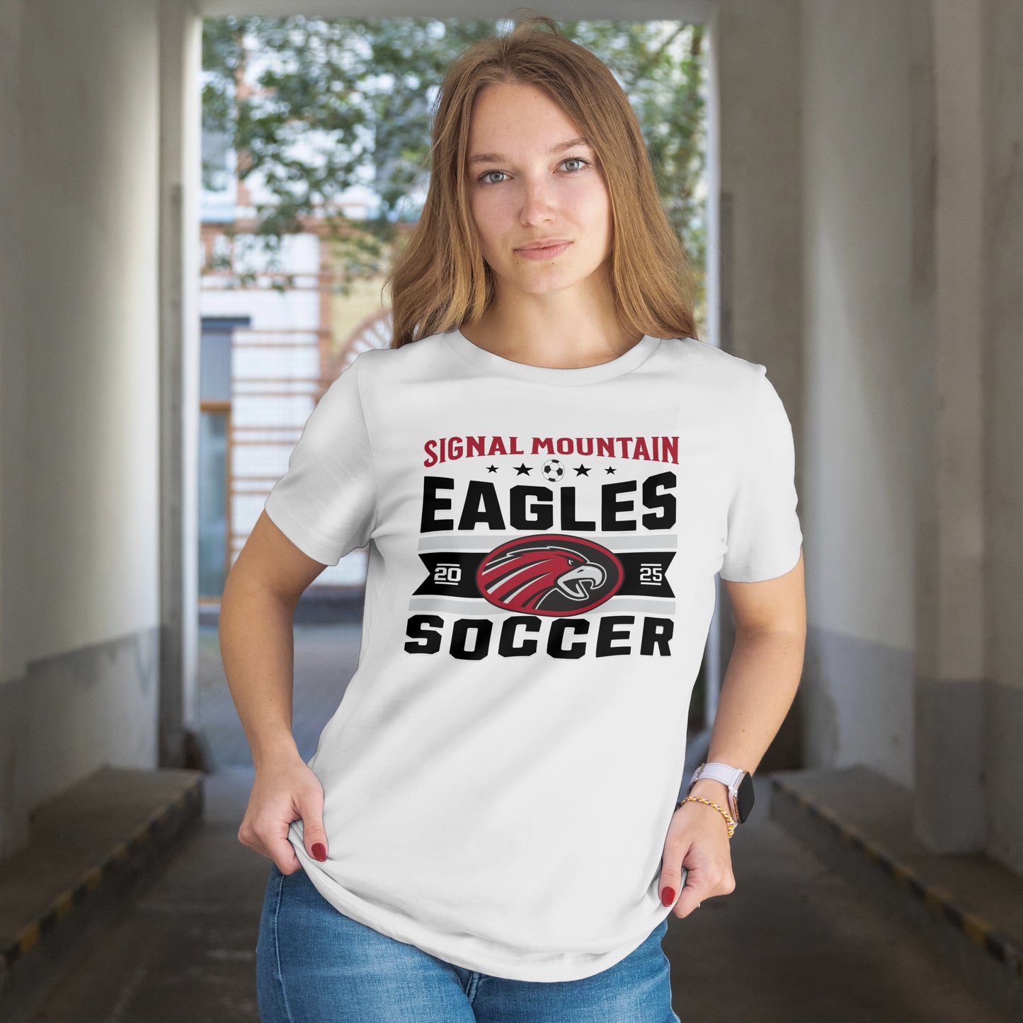 Fan-Tee Shirt | Eagle Banner | Item #129874 | Offered in Red, Black & White