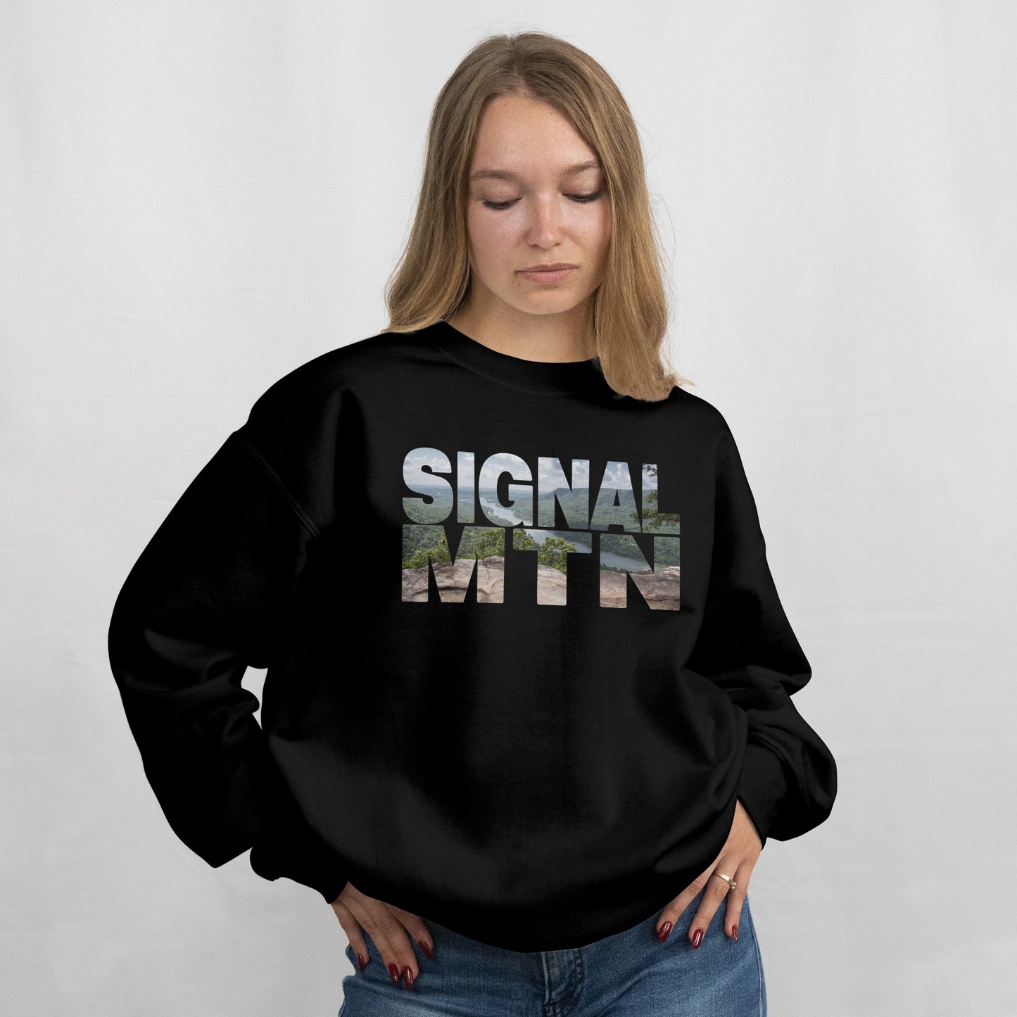 SIGNAL MTN | River View | Crewneck| Black |Unisex