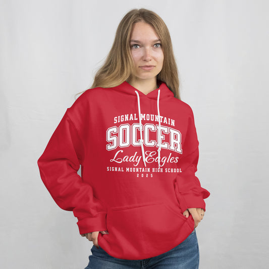 Hoodie Sweatshirt  |  Lady Eagles | SMHS Soccer | Item #129924 | Offered in Red, Black & White