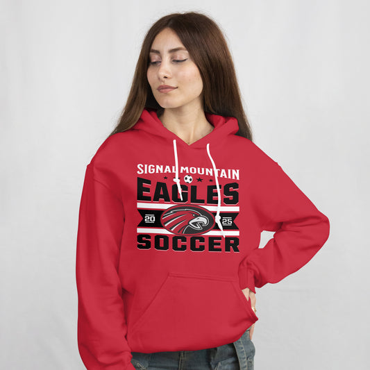 Hoodie Sweatshirt  |  Eagle Banner | SMHS Soccer | Item #129864 | Offered in Red, Black & White